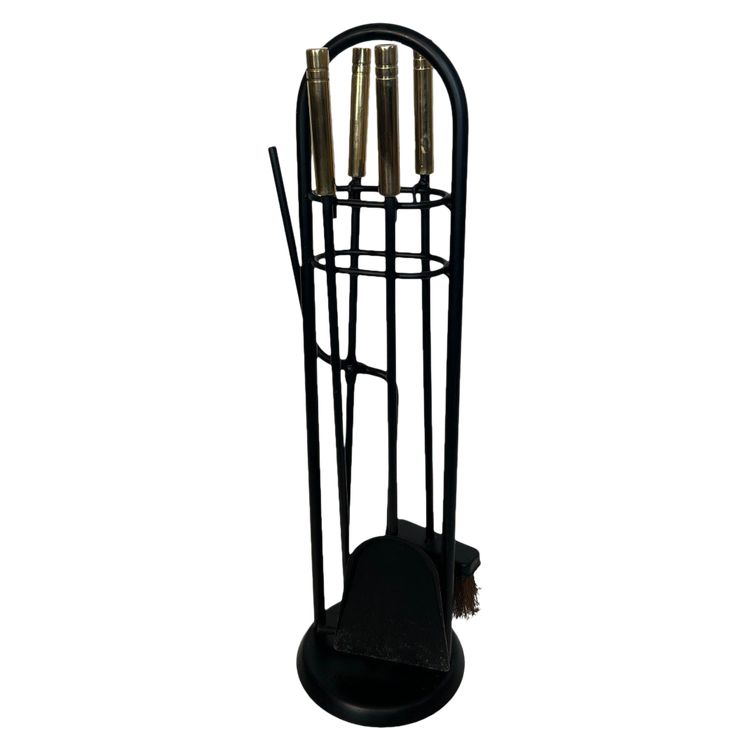 Nécessaire De Feu Design En Métal Laqué Noir Et Laiton. French work. Circa 1970