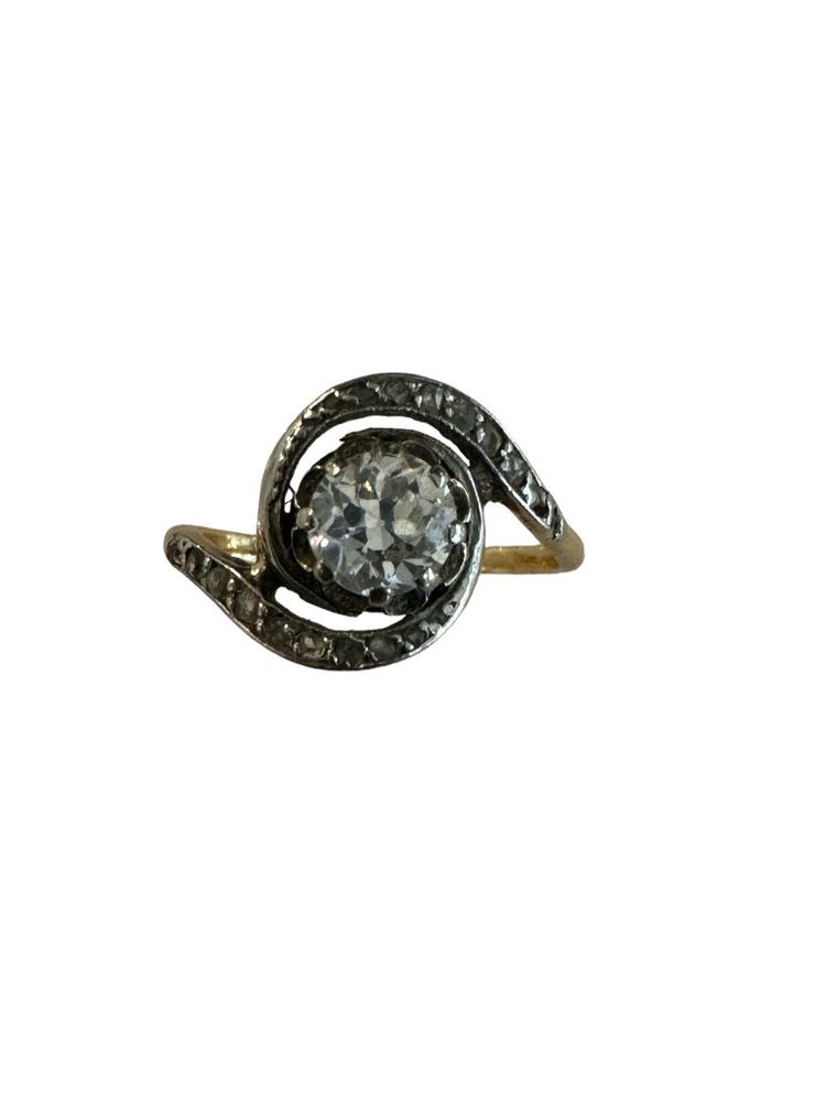 Bague art Nouveau Tourbillon En Or, Platine Et Diamant 