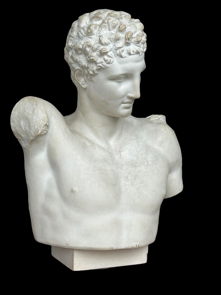 Importantissimo Busto Antico Di Hermes Secondo Prassitele - Gesso Del XX Secolo H 75 cm