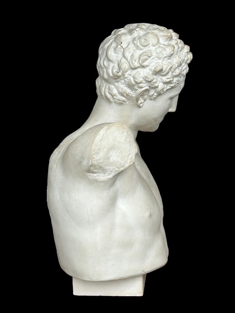 Importantissimo Busto Antico Di Hermes Secondo Prassitele - Gesso Del XX Secolo H 75 cm