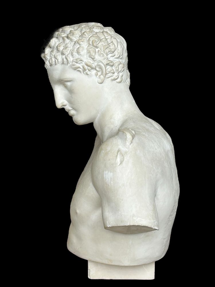 Importantissimo Busto Antico Di Hermes Secondo Prassitele - Gesso Del XX Secolo H 75 cm
