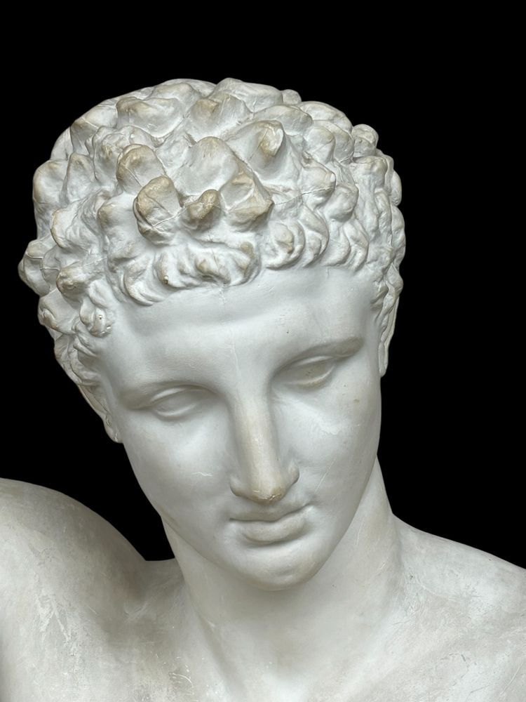 Importantissimo Busto Antico Di Hermes Secondo Prassitele - Gesso Del XX Secolo H 75 cm