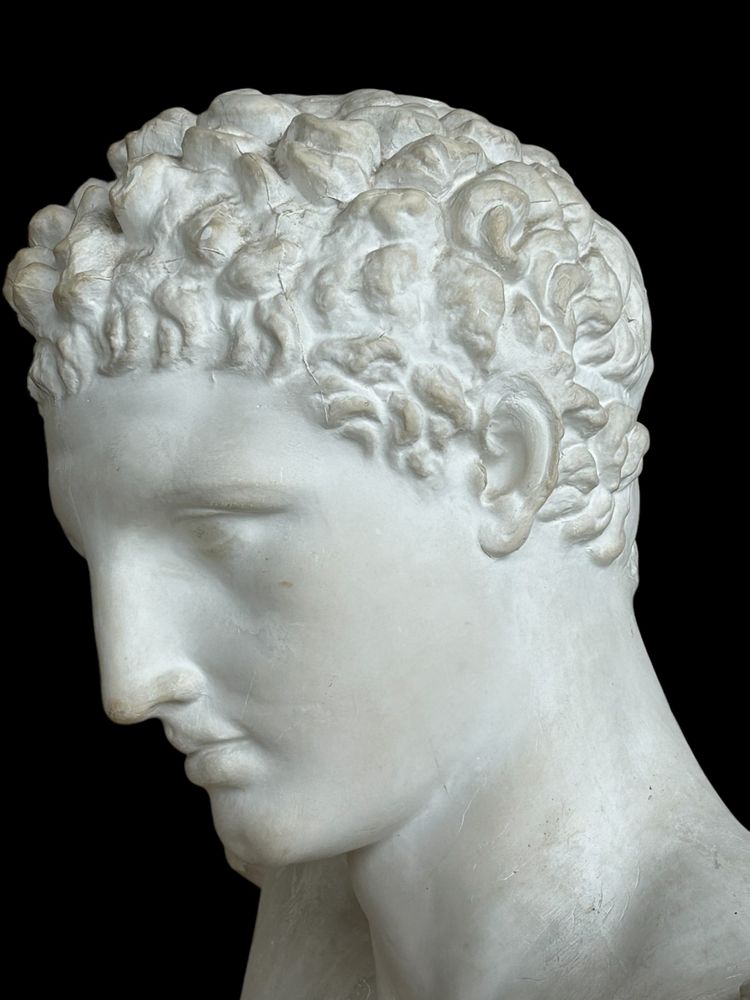 Importantissimo Busto Antico Di Hermes Secondo Prassitele - Gesso Del XX Secolo H 75 cm