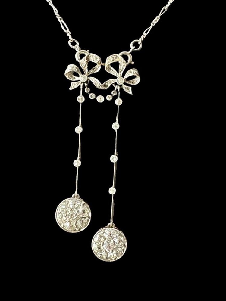 Collier Art Déco Dit Négligé En Or, Platine Et Diamants