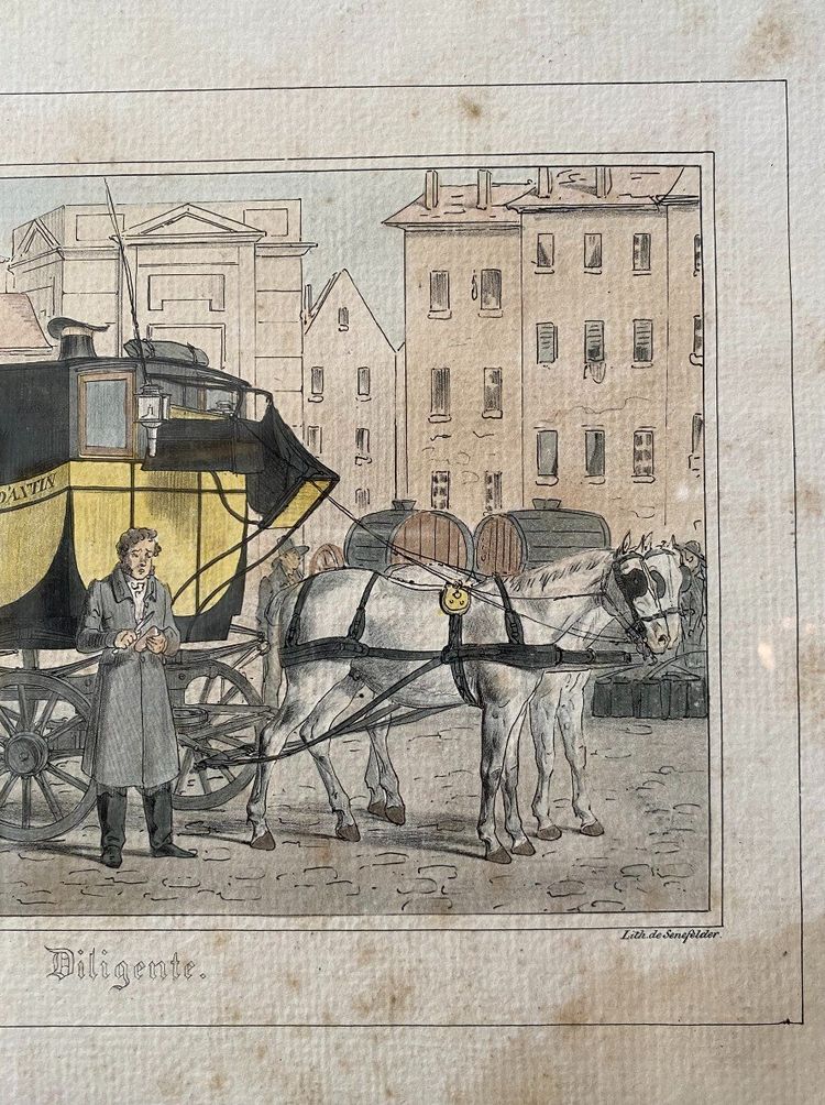 Diligente, Charles-Henrie Loeillot-Hartwig, Lithograph and watercolor, Circa 1816