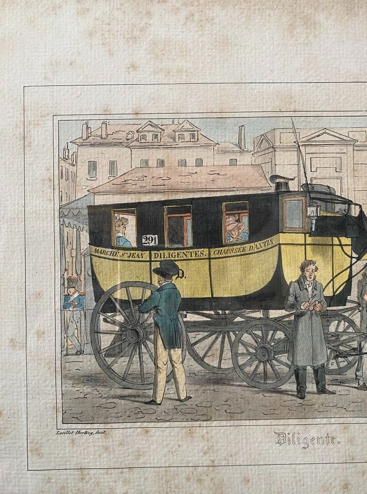 Diligente, Charles-Henrie Loeillot-Hartwig, Lithograph and watercolor, Circa 1816