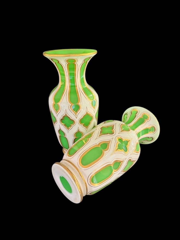 Pair of Opaline Overlay Vases