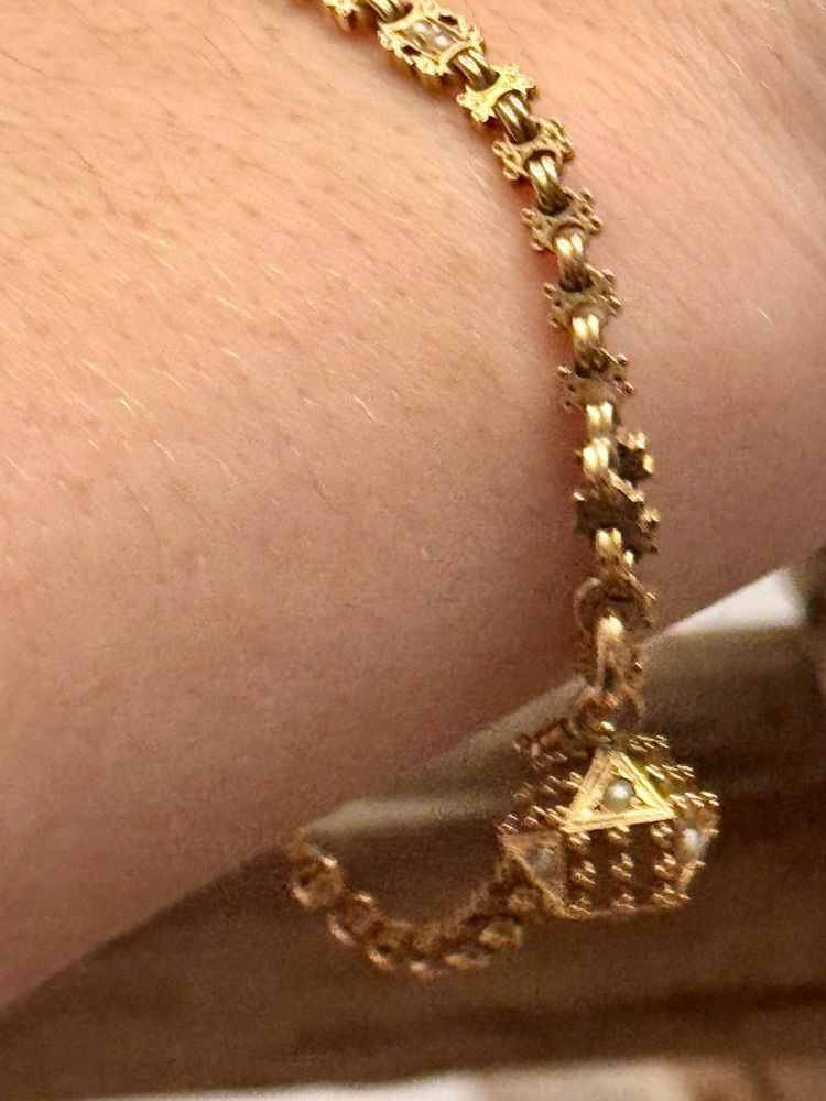 Bracciale Art Déco in oro e perle fini
