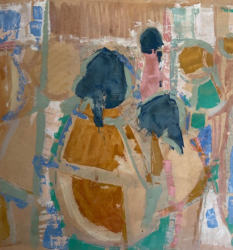 Gabriel Godard. Original abstract painting signed and dated 55