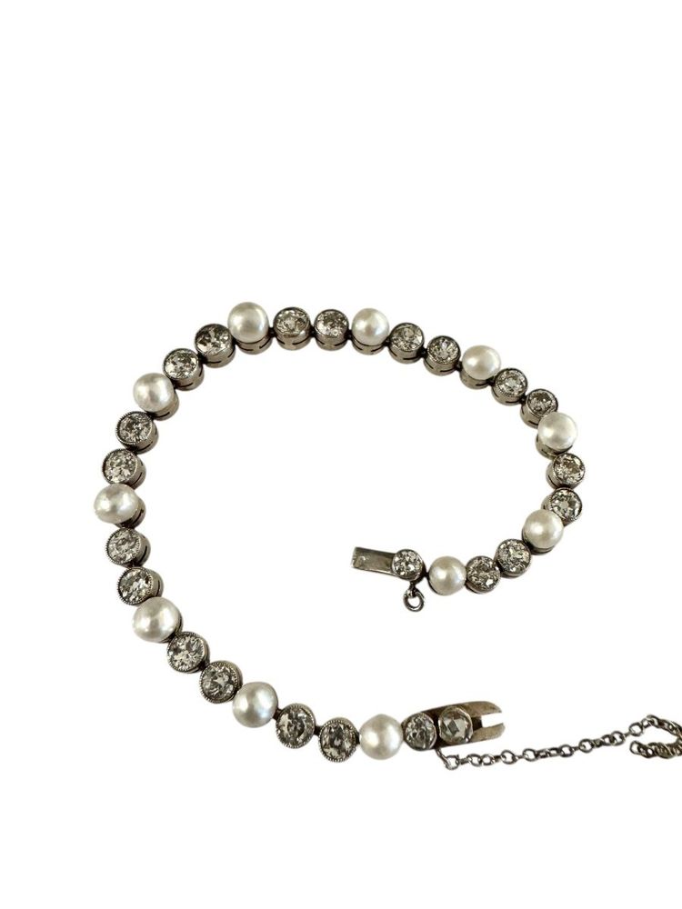 Bracciale Art Nouveau Line in diamanti e perle fini