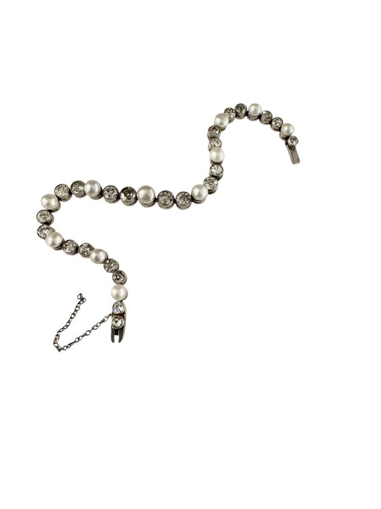 Bracciale Art Nouveau Line in diamanti e perle fini