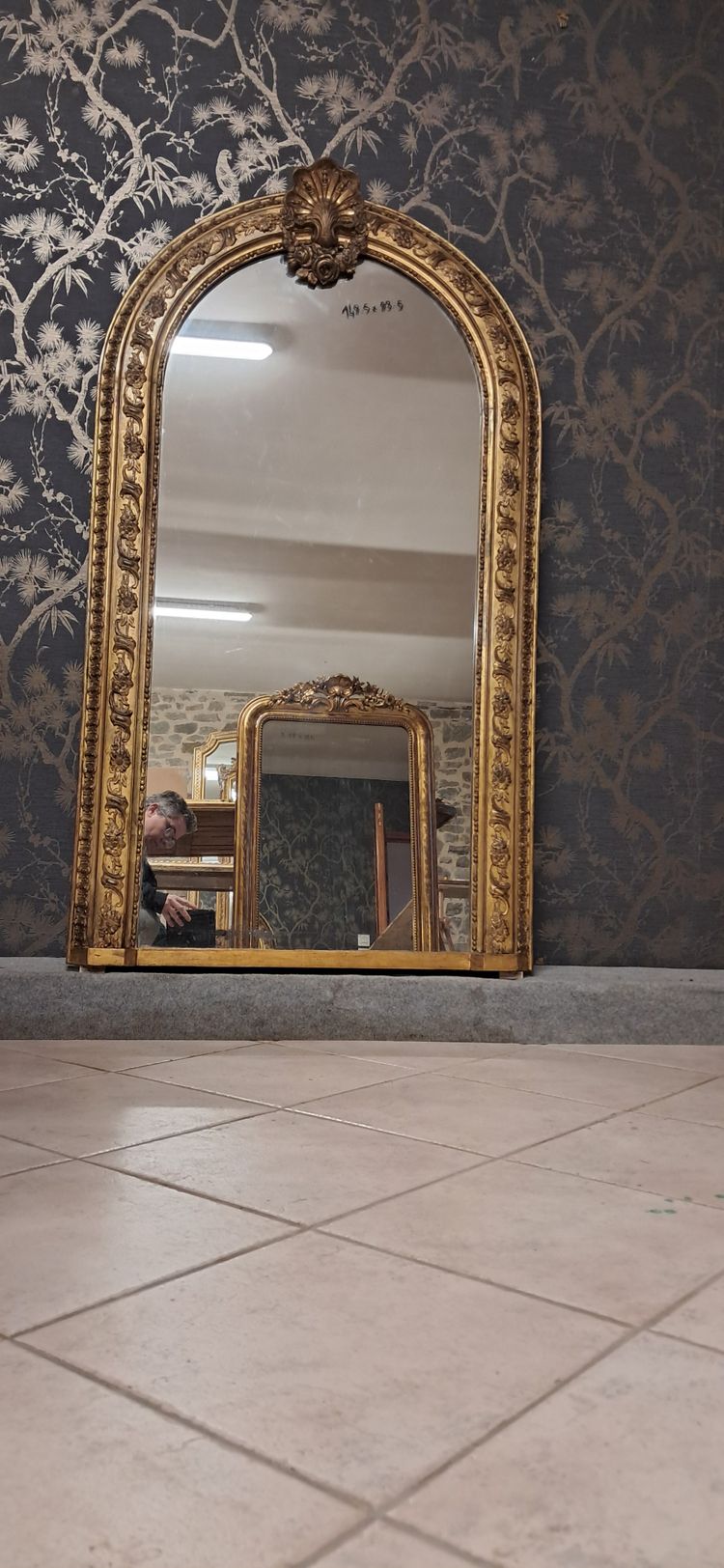 19th century mirror, ogive shape 148.5 x 83.5