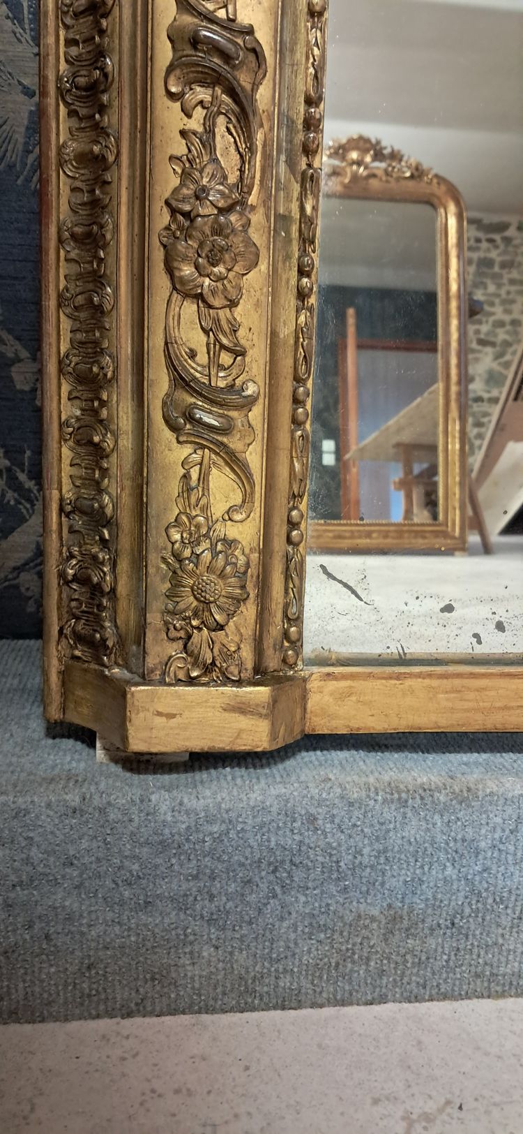 19th century mirror, ogive shape 148.5 x 83.5