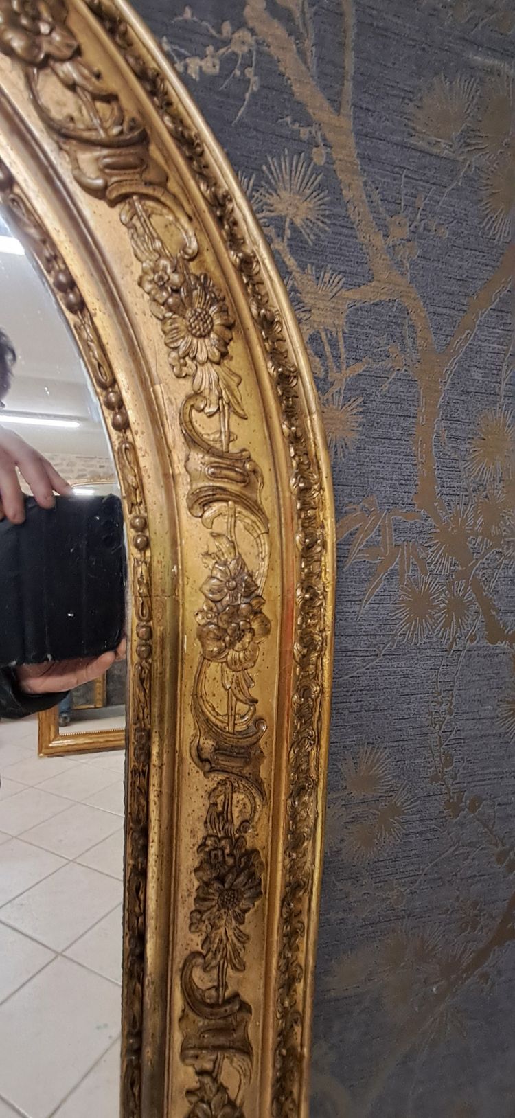 19th century mirror, ogive shape 148.5 x 83.5