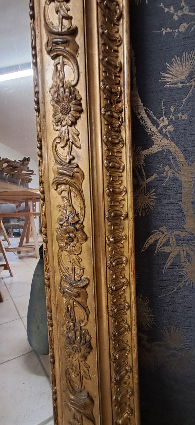 19th century mirror, ogive shape 148.5 x 83.5