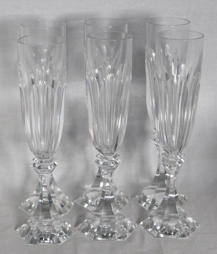 Set of 6 Saint Louis champagne flutes, Chambord model