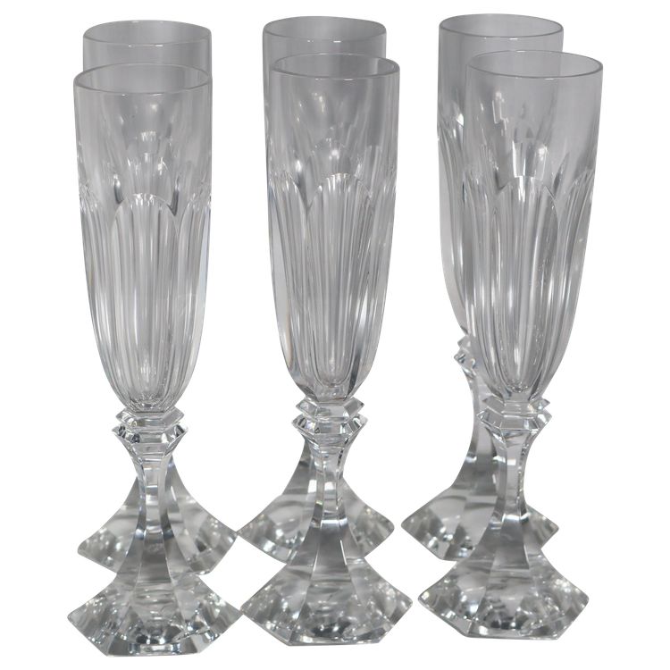 Set of 6 Saint Louis champagne flutes, Chambord model