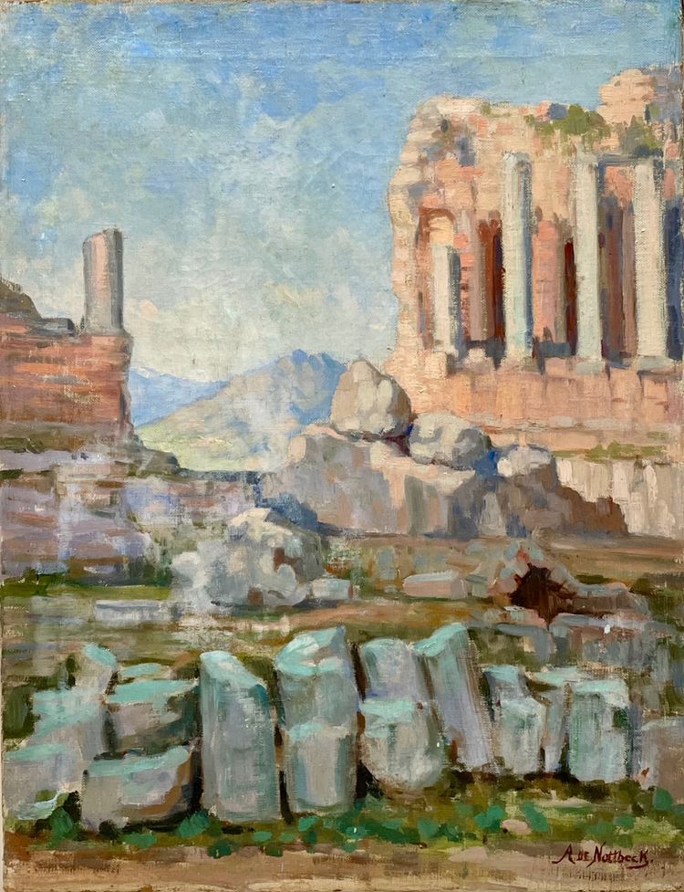 Ruine antique en Afrique du Nord peint par Alfred Nottbeck 