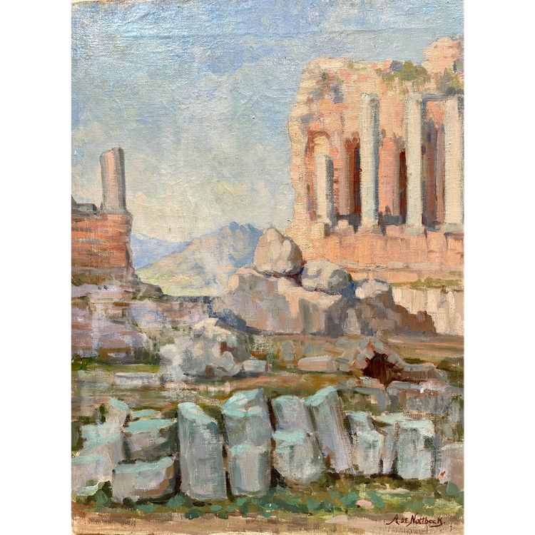 Ruine antique en Afrique du Nord peint par Alfred Nottbeck 