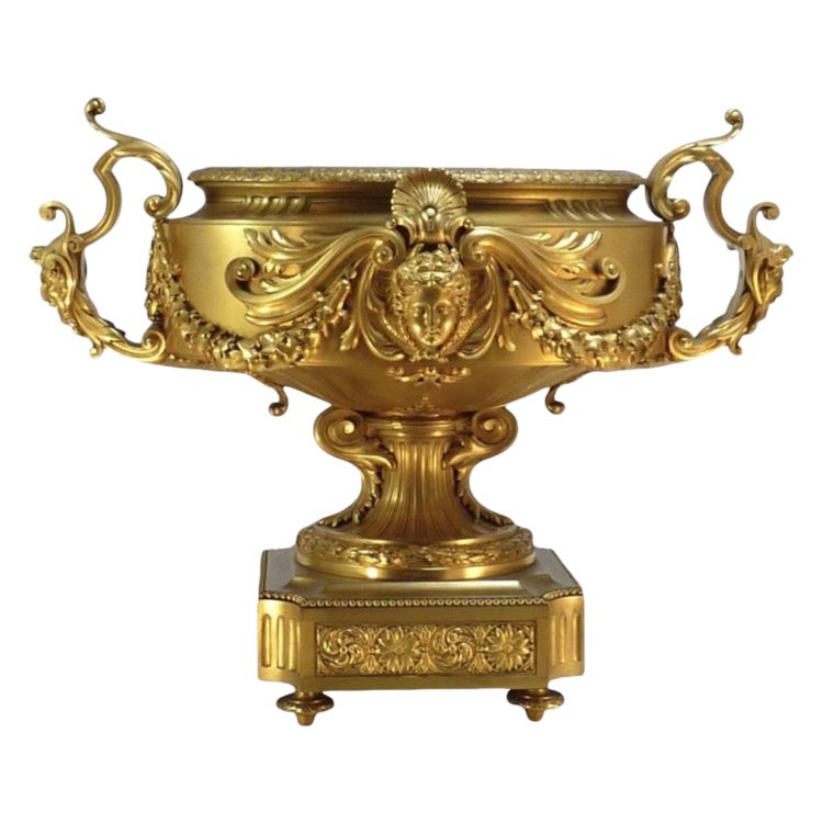 60CM Jardinière ou centre de table en bronze doré signé Barbedienne