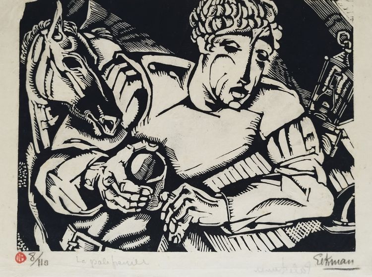 Nicolas Eekman The Groom Woodcut Engraving 20th C Old Print