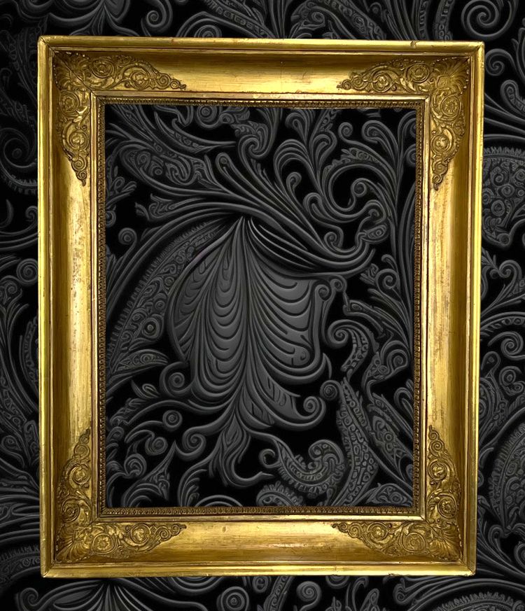 19TH CENTURY EMPIRE PERIOD FRAME IN WOOD / GOLD STUCCO FOR PAINTING 47.5 CM X 37 CM