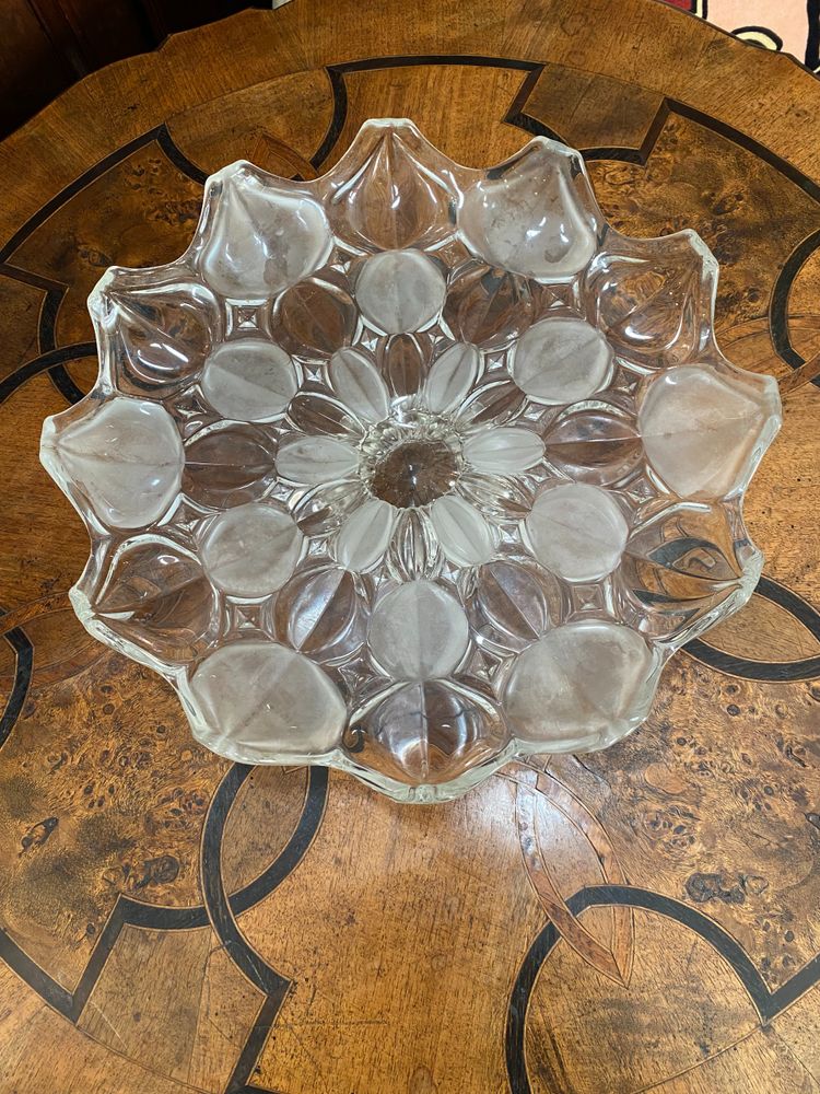 Grand Plat En Verre, Décor Art-Déco