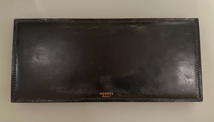 Hermès Paris Dupré Lafon pen holder/pocket holder covered in saddle-stitched leather