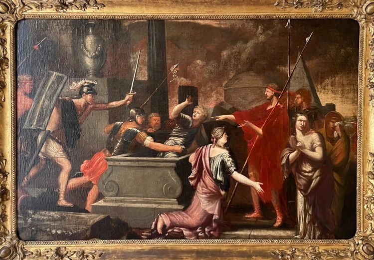 Großes Gemälde aus dem 17. Jahrhundert „Odysseus entdeckt Astyanax“