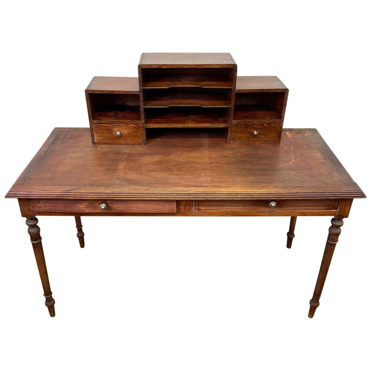 Mid-20th century pine wood secretary desk