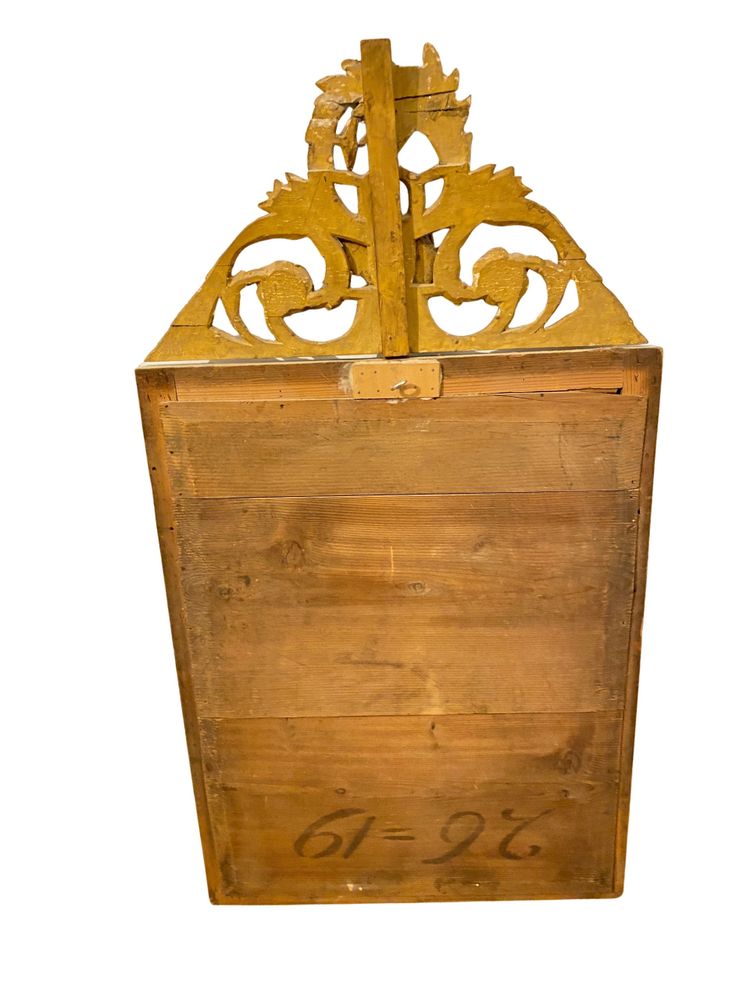 Grande specchio dorato del XIX secolo con frontone - stile Luigi XVI 64 cm X 110 cm