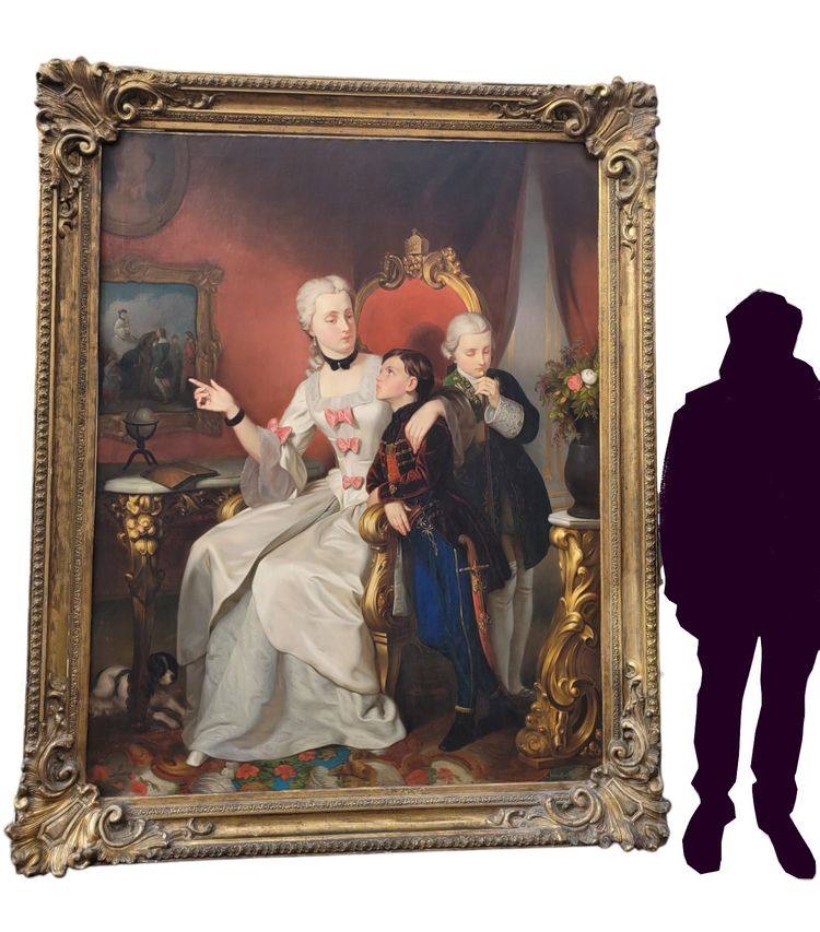 C Hermelein, Porträt der Prinzessin Elisabeth von Preußen und ihrer Söhne, 19. Jahrhundert
