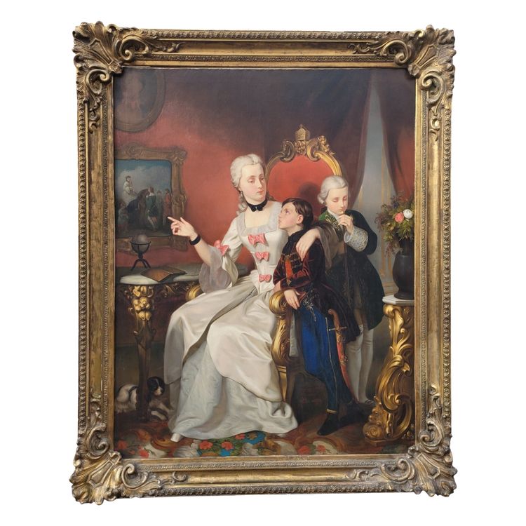 C Hermelein, Porträt der Prinzessin Elisabeth von Preußen und ihrer Söhne, 19. Jahrhundert