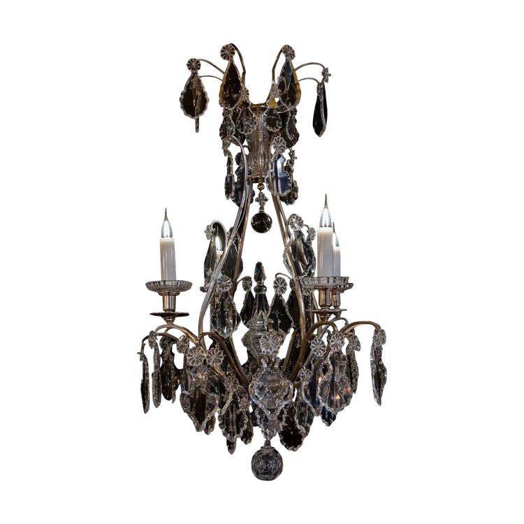 Signed by the Cristalleries de Baccarat, small silver-plated bronze and cut crystal cage chandelier
