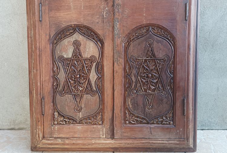 Old cupboard doors, beech wall bookcase (1)