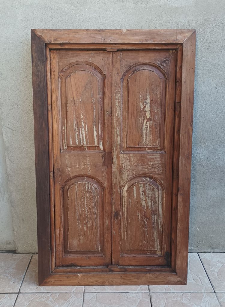 Old cupboard doors, beech wall bookcase (1)