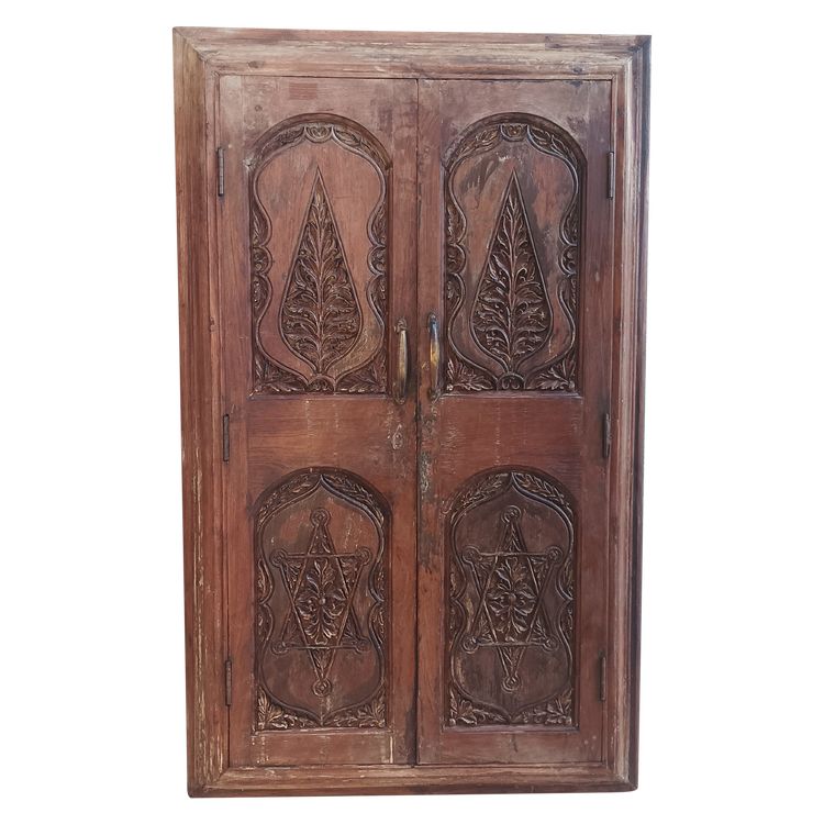 Old cupboard doors, beech wall bookcase (1)