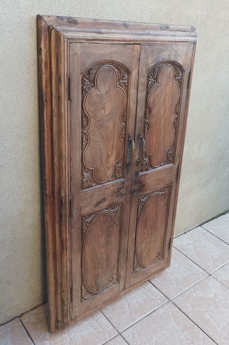 Old cupboard doors, beech wall bookcase (2)