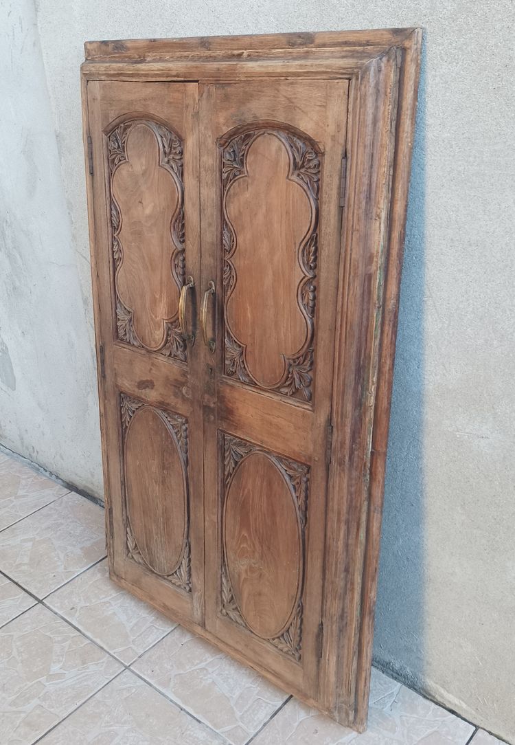 Old cupboard doors, beech wall bookcase (2)