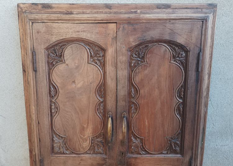 Old cupboard doors, beech wall bookcase (2)