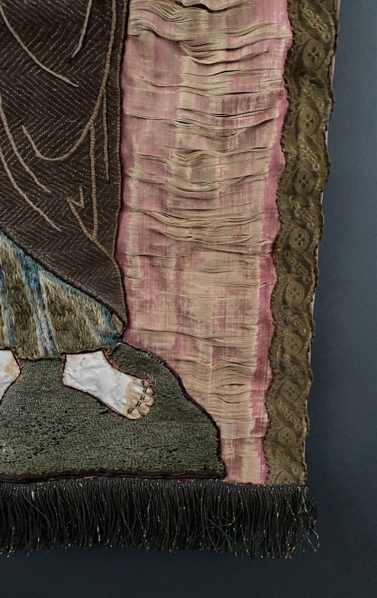 Ricamo ad arazzo in filo di seta raffigurante San Pietro XVII secolo