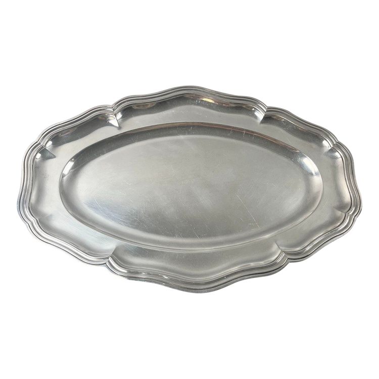 Plat ovale modèle au filet contour  métal argenté