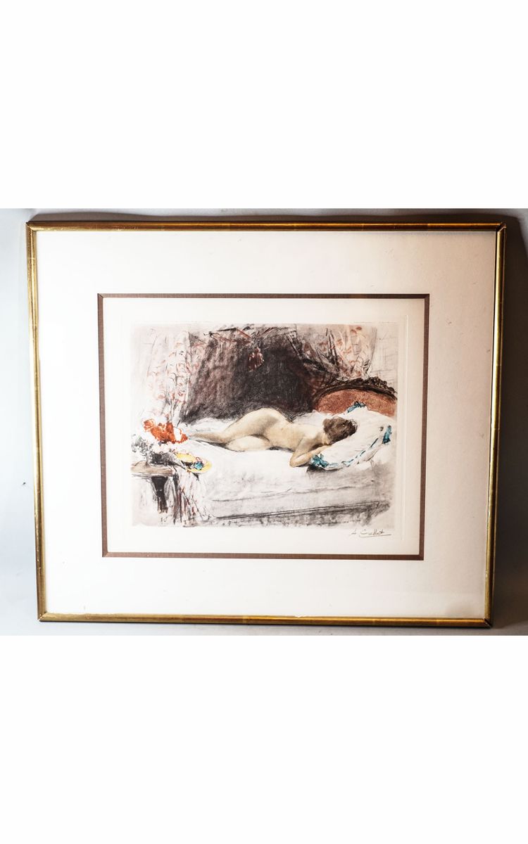 Antoine CALBET, Lithographies, PAIRE DE NUS, face et dos