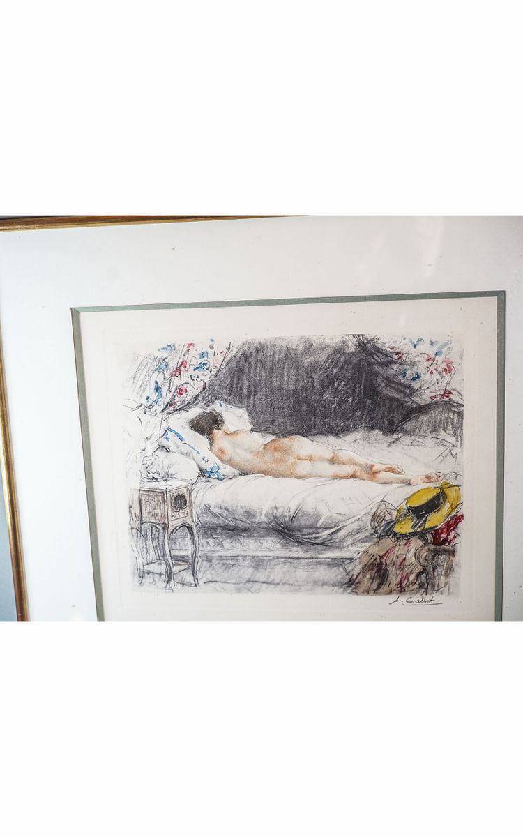 Antoine CALBET, Lithographies, PAIRE DE NUS, face et dos