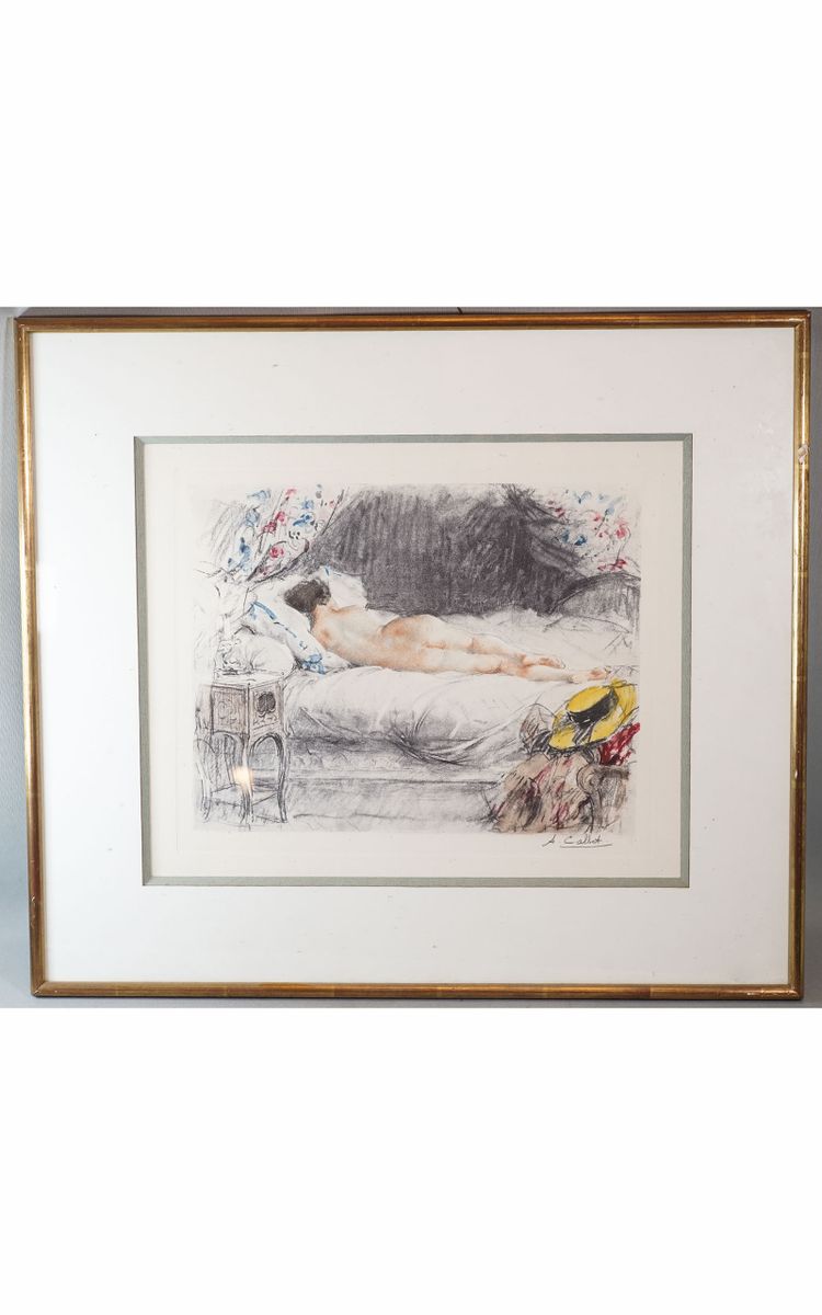 Antoine CALBET, Lithographies, PAIRE DE NUS, face et dos