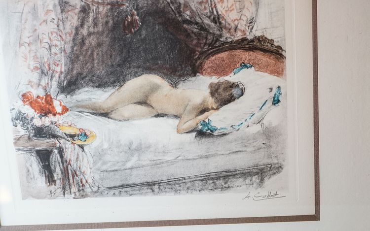 Antoine CALBET, Lithographies, PAIRE DE NUS, face et dos