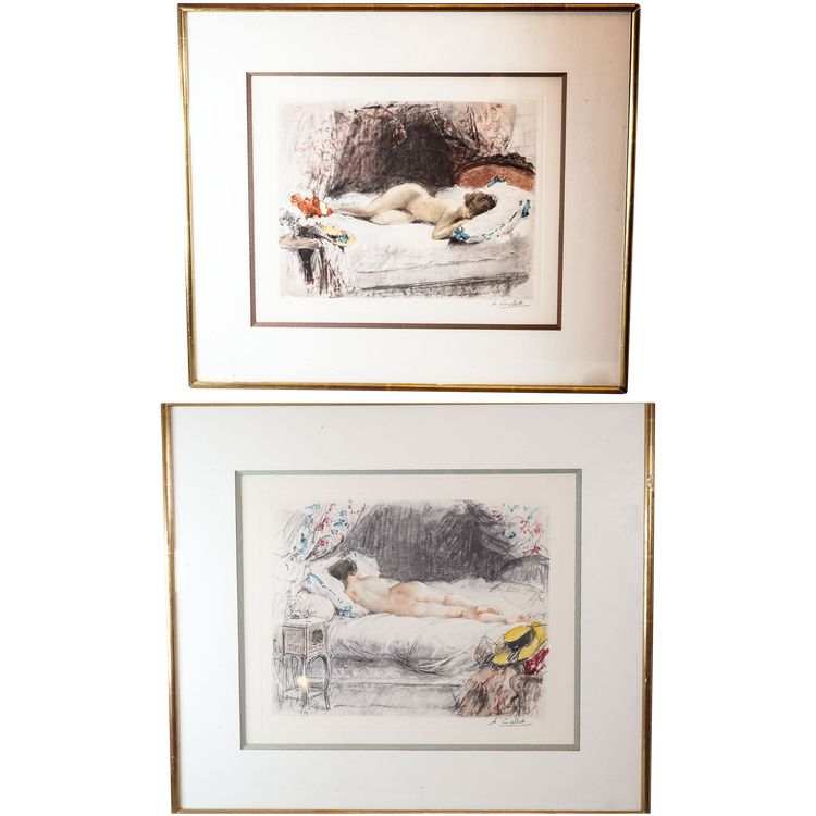 Antoine CALBET, Lithographies, PAIRE DE NUS, face et dos