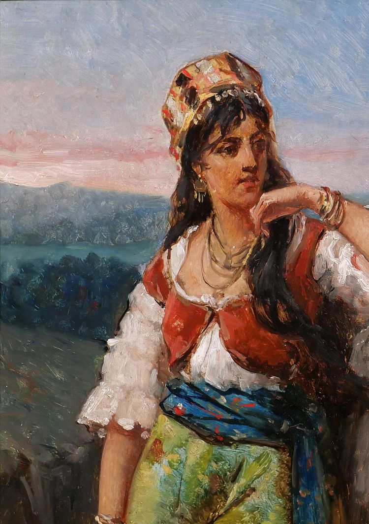 Jan PORTIELJE 1829-1908 Porträt einer Italienerin, Gemälde, ca. 1870-80, Italien