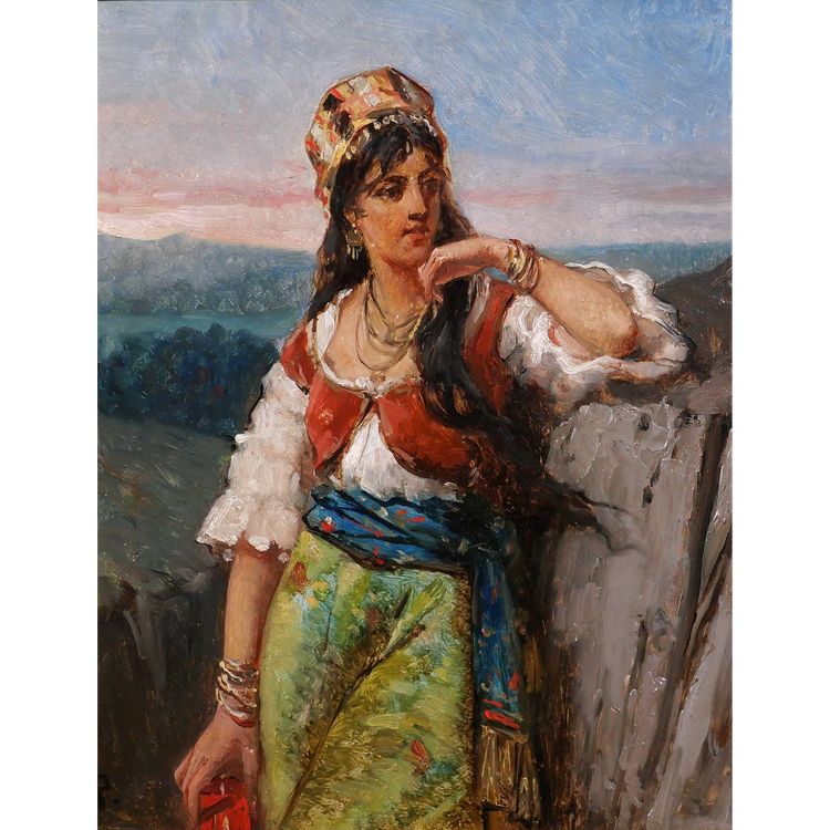 Jan PORTIELJE 1829-1908 Porträt einer Italienerin, Gemälde, ca. 1870-80, Italien