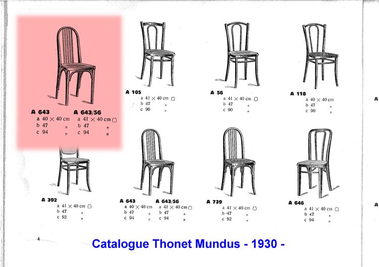 Satz von 3 Thonet Mundus Bistrostühlen 1930, Art Deco, Nr. A 643
